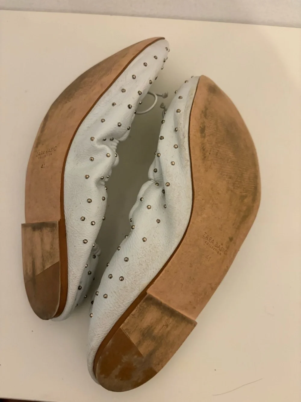 Zara White Studded Bow Ballet Flats - Picture 3 of 3